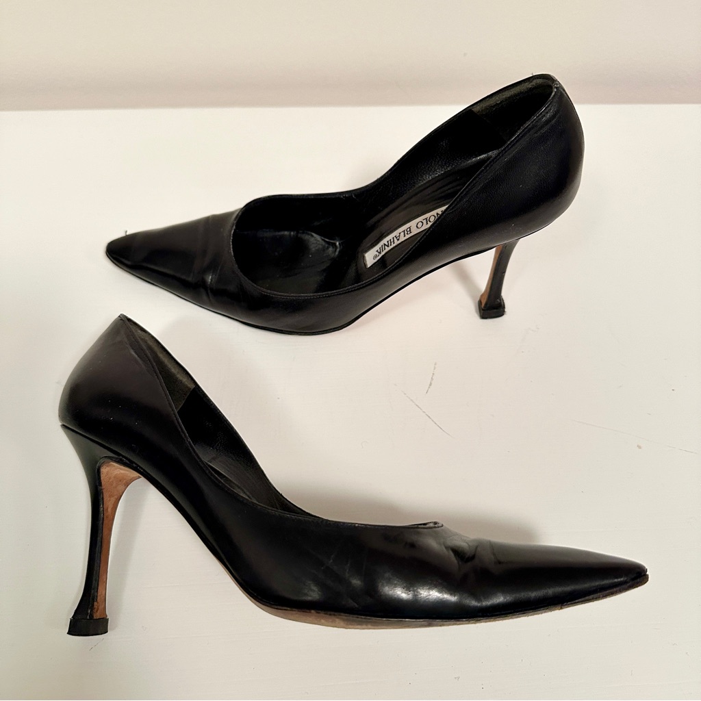 Manolo Blahnik Bb Black Heels With Pointed Toe - Women’s Euro 36